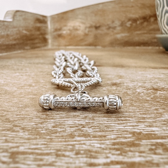 Judith Ripka 925 Sterling Silver Three Strand Chain Link Bracelet 7.25” - Picture 7 of 7